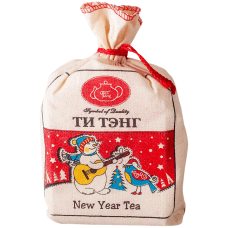 Новогодний черный+зеленый чай Снеговик 100 г.