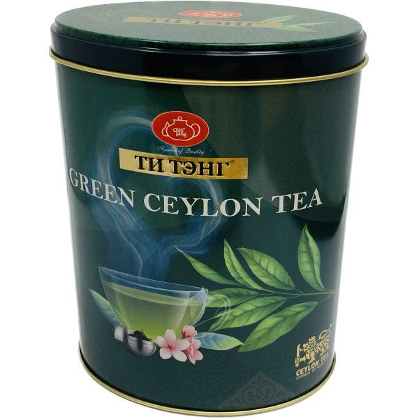Набор Чай в металл. банке овальной Green Ceylon Tea С чашкой (200 гр. зеленый)